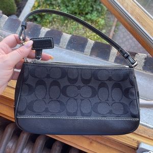 Coach Classic Monogram Mini Shoulder Bag in Black with leather sole